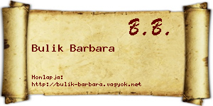 Bulik Barbara névjegykártya